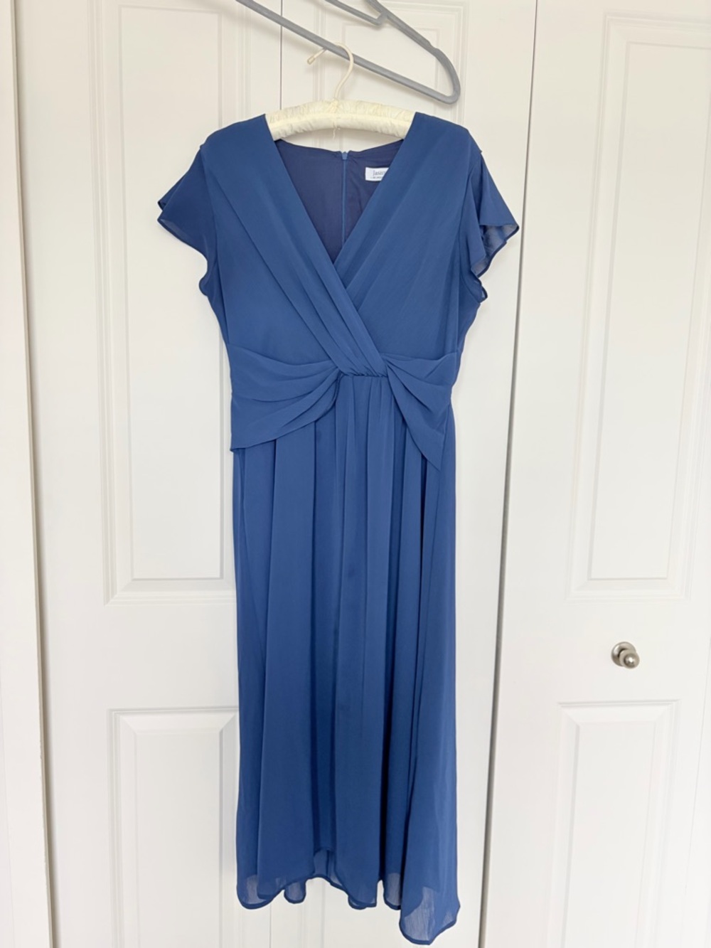 Knot-Waist Midi Dress in Deep Blue